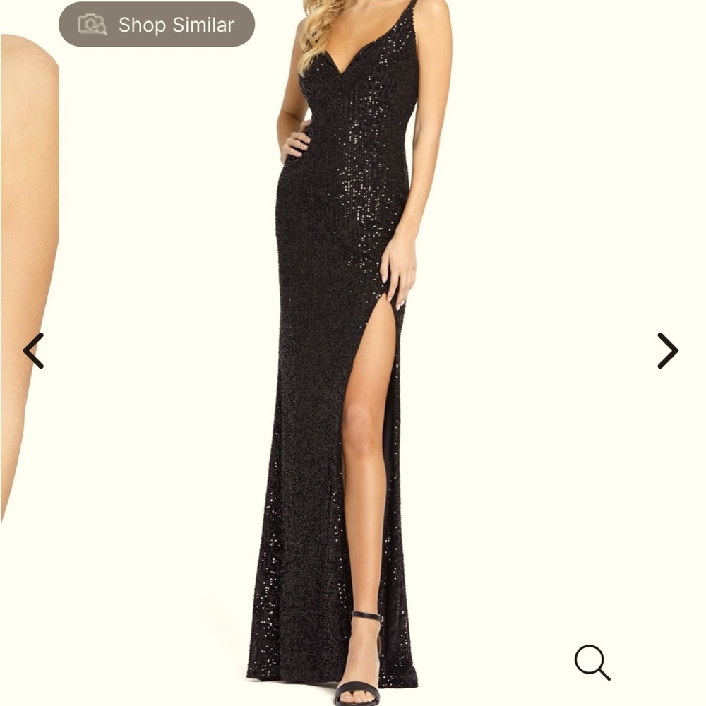 MacDuggal black sequin gown